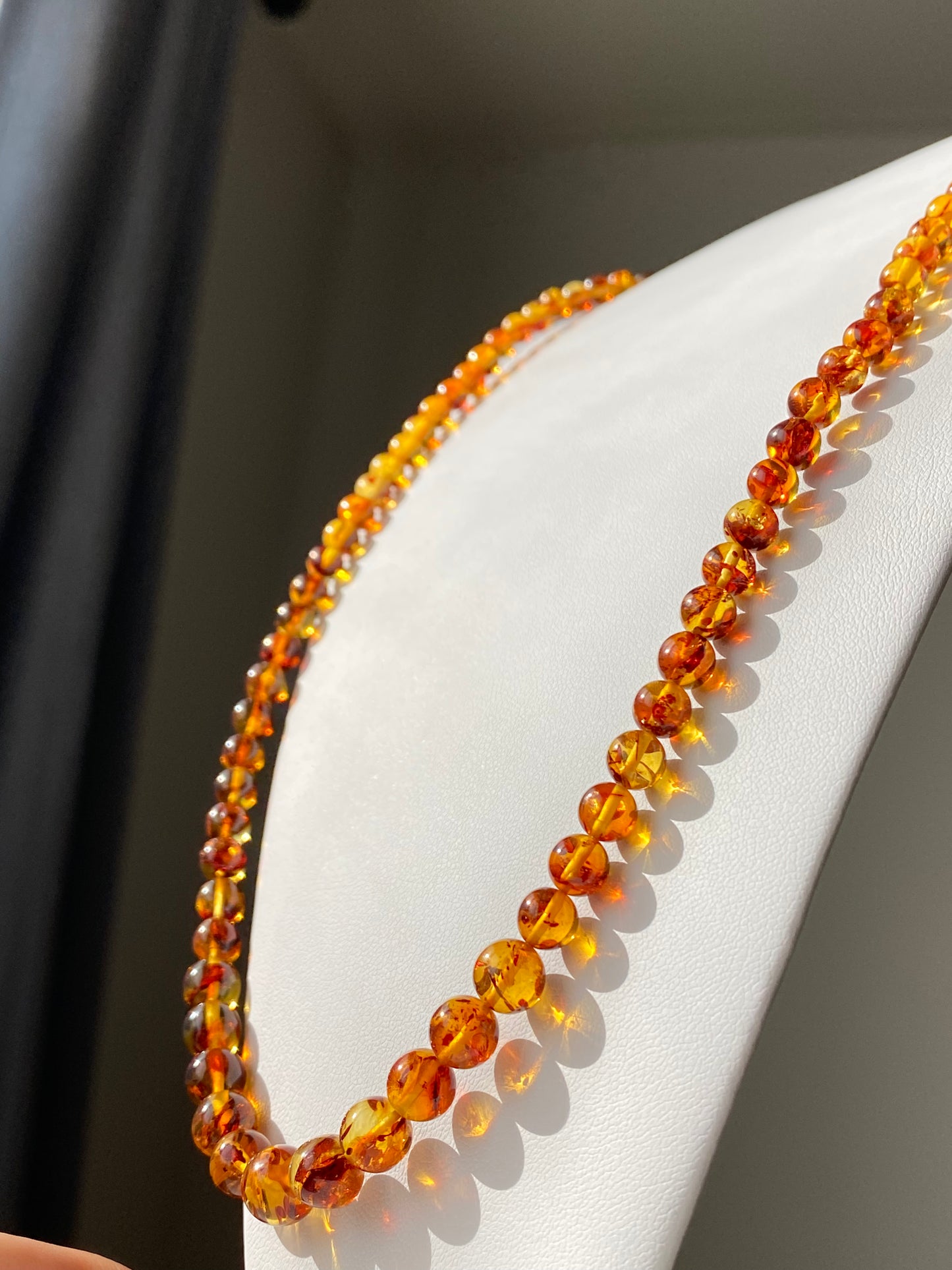 AAAA Natural perfect round Baltic Amber Beads necklace Gradient size 5mm to 8mm+