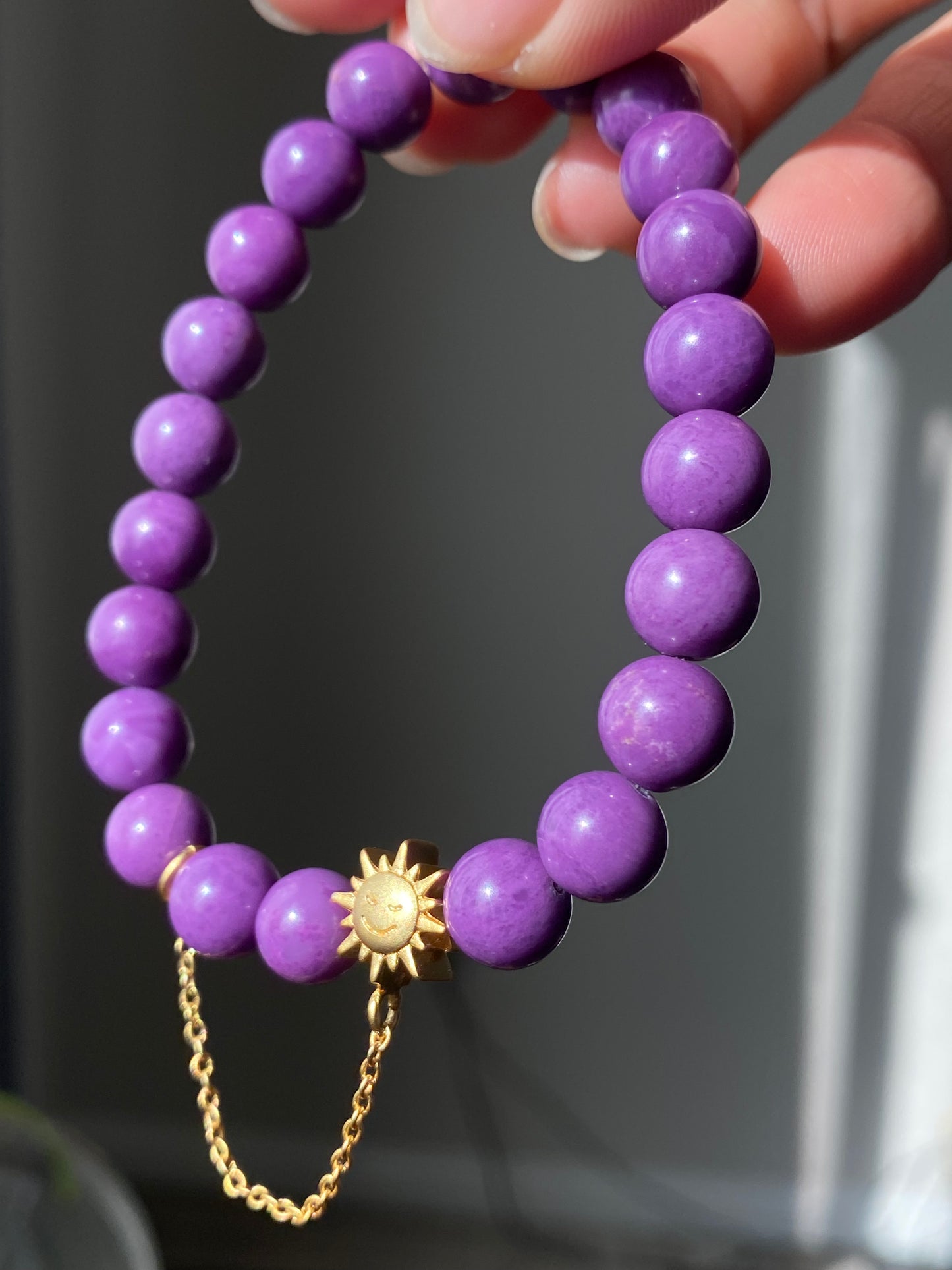 7MM,8MM,10MM AAAA+ Natural Purple Mica,Phosphosiderite Beaded Bracelet Deep Purple