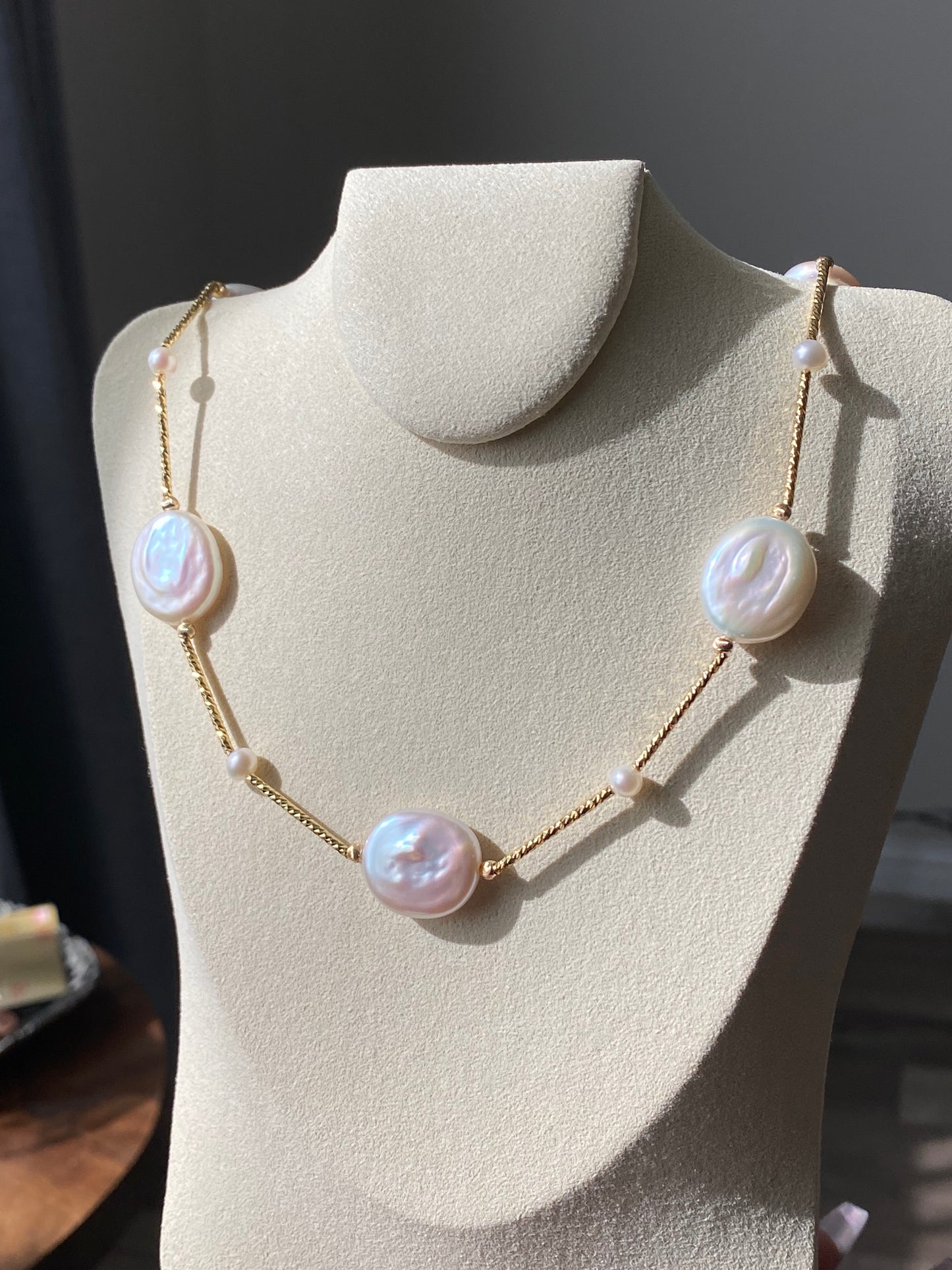 Natural freshwater pearls,baroque metal white blue gum shape multiple use Necklace,handmade necklace