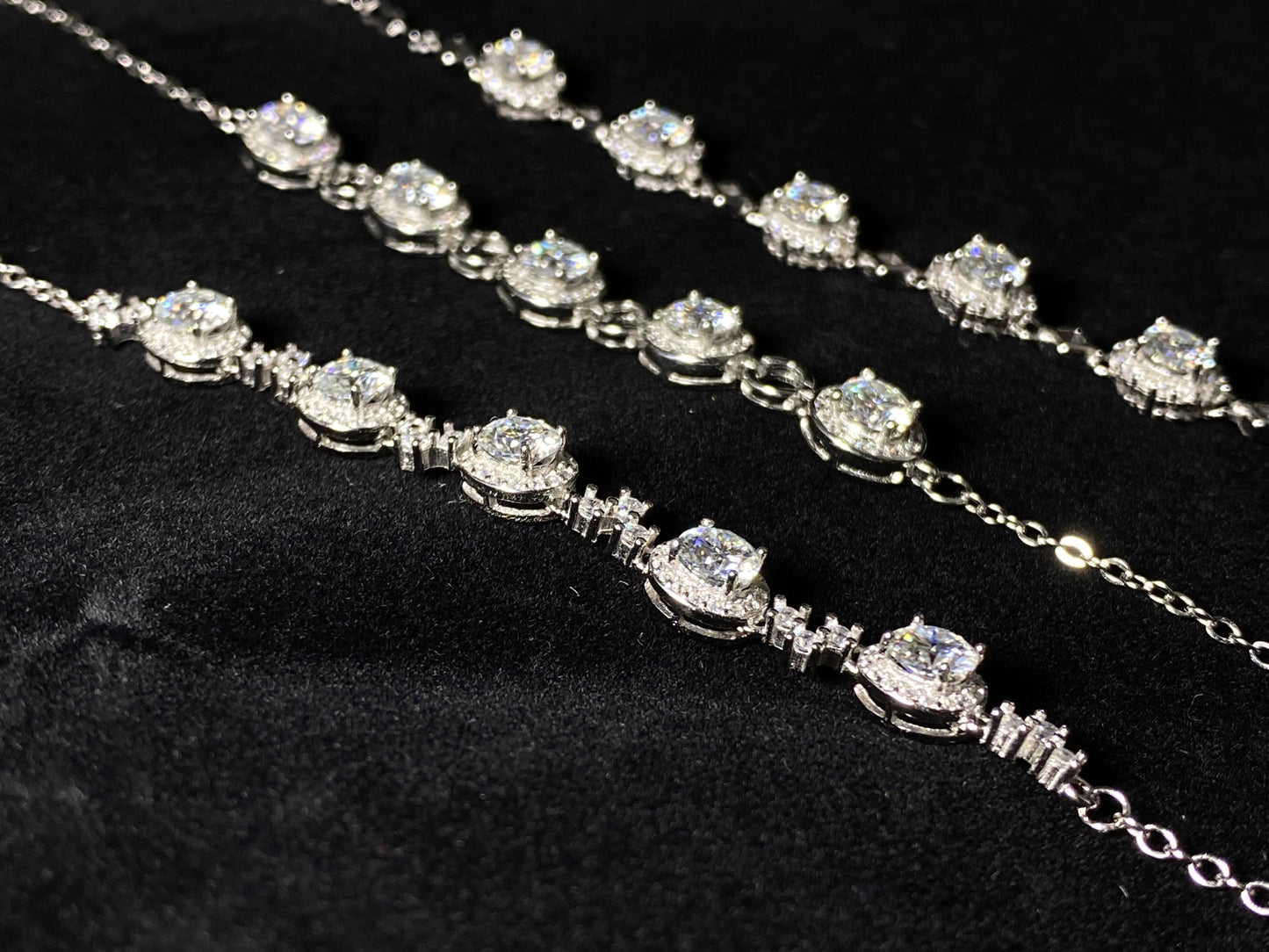 Certificated 0.5ct Moissanite chain Sterling silver bracelet,wedding chain bracelet, gift for her