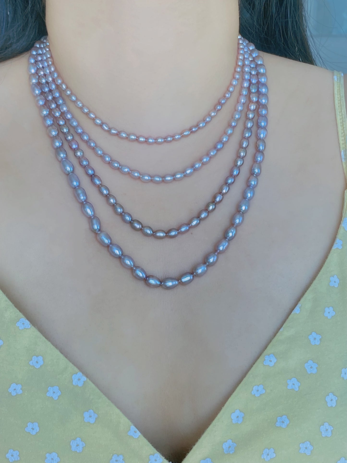 Purple Rice Pearl Wedding Necklace - High Luster Freshwater Pearls | Custom Bridal Jewelry - Jinger Crafting