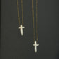 Natural Baroque Cross Pearl Pendant Necklace Elegant Gold Jewelry