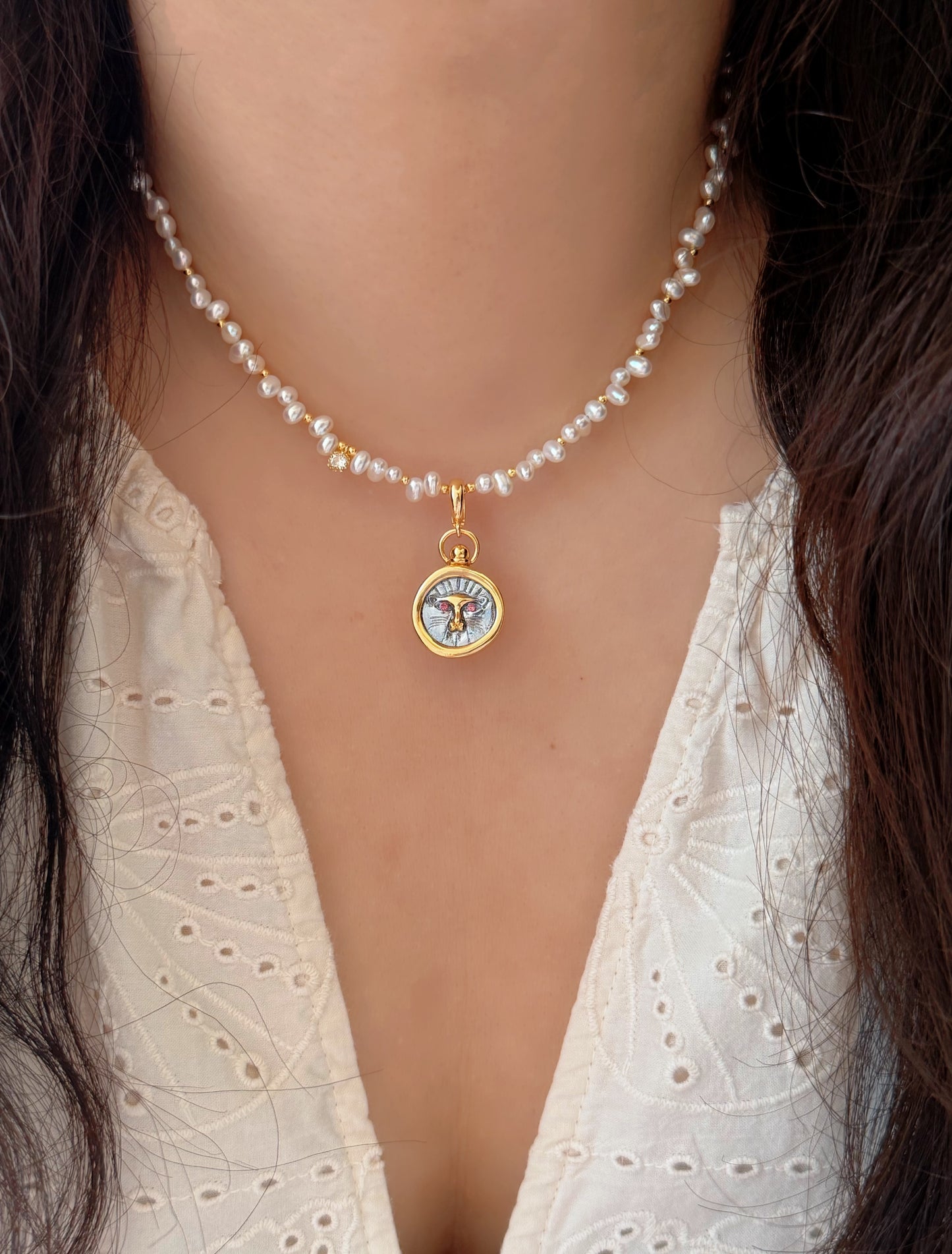 Starlit Bloom -Custom Zodiac or Star Charm Freshwater Pearl Choker, Dainty Floral Festival Necklace