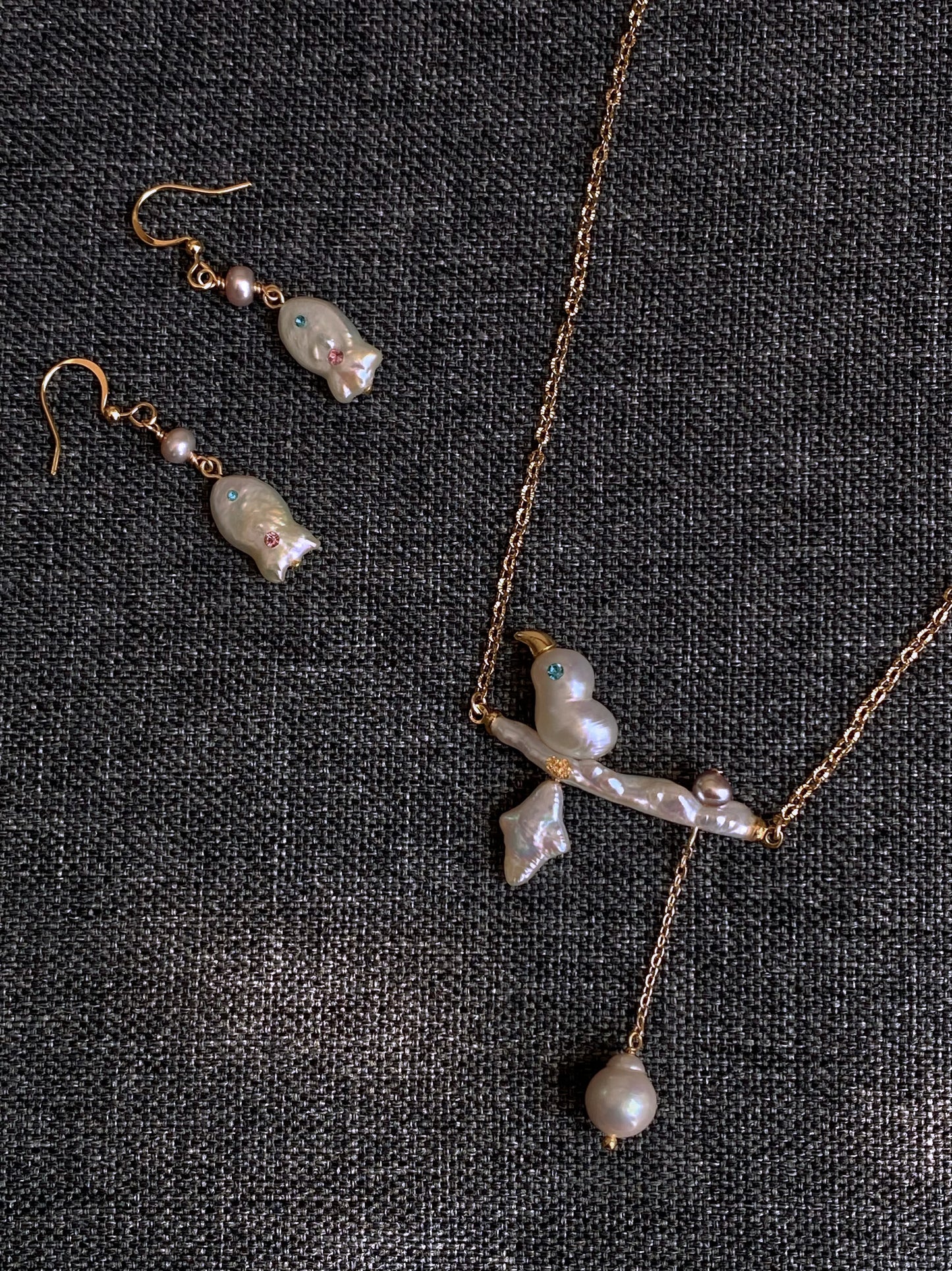 Unique Baroque Pearl Earrings with Zircon Earring  Rocky Fish Dangle Earring Elegant Dainty Pearl Earrings Gift Friendship gift