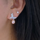 Handmade Dainty Butterfly Enamel Pearl Earrings Pink Drop Pearl Earrings Elegant Butterfly Studs Bridesmaid Gift for Her mothers day gift