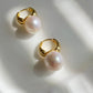 Huge jumbo Freshwater pearls Classic Elegant Gold Clip Huggies with Oversized Pearls Wedding Hoop earring  anniversary Gift for her