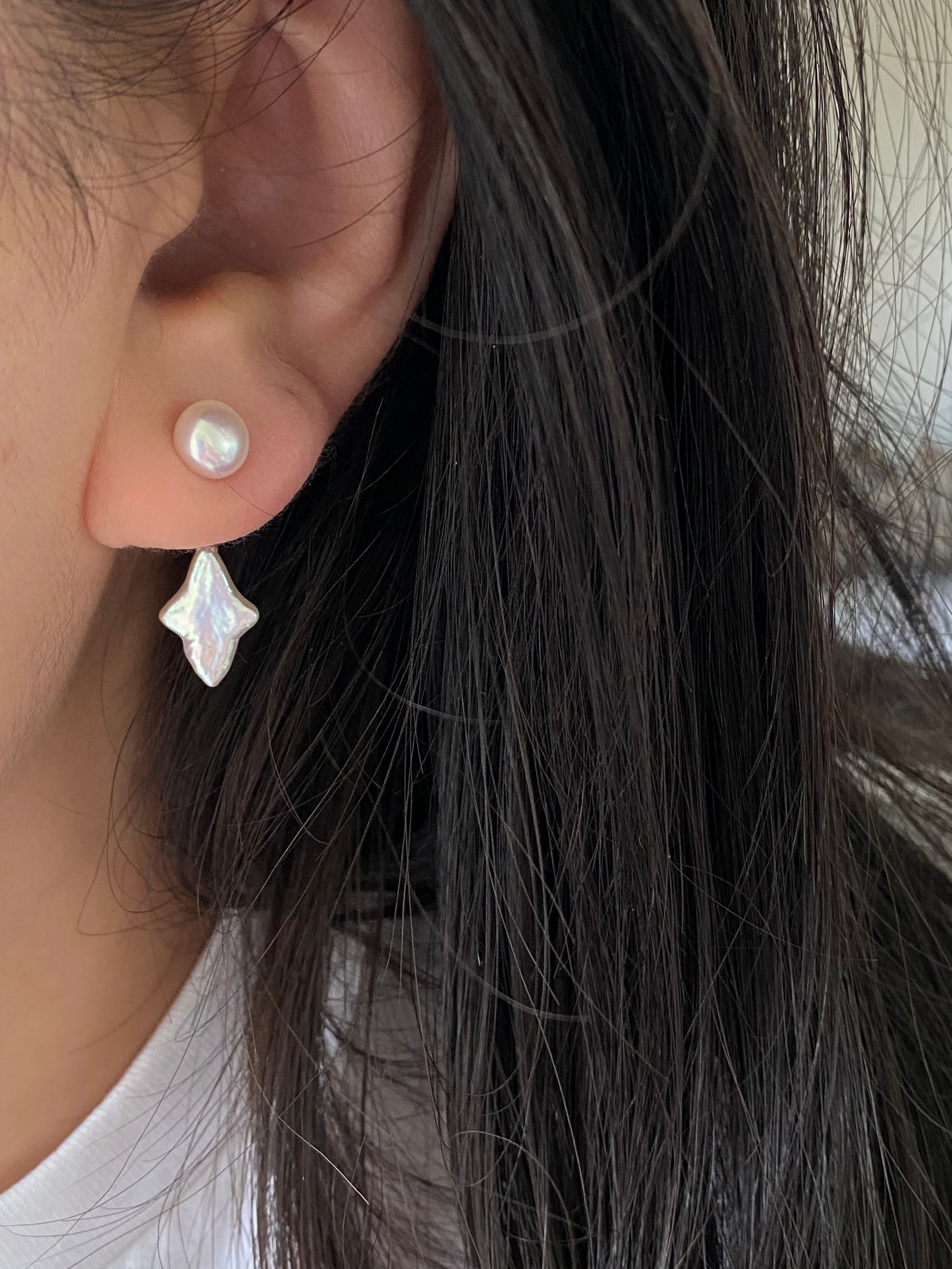 2-in-1 customizable Baroque Pearl dangle earring dainty elegant earring Bridesmaid Gift for her unique handmade earring birthday earring