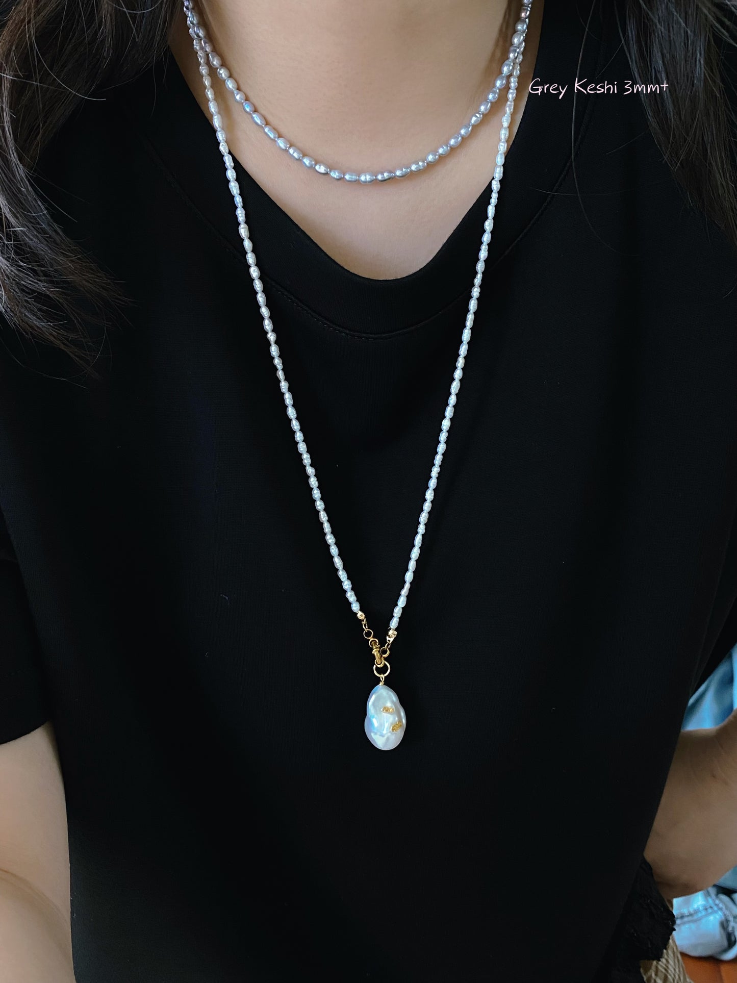 28 inches Long Pearl Sweater Bead Simple Necklace | quadruple Wrap Bracelet | Custom Length Removable Baroque Pendant  elegant Necklace