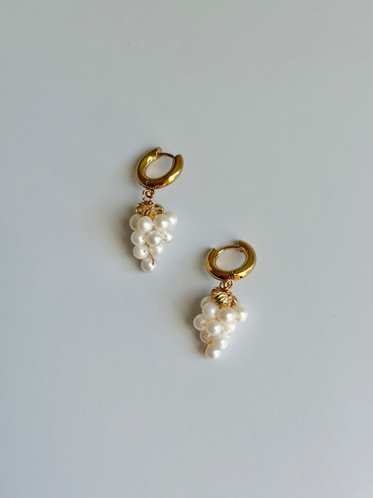 White Grape Pearl Hoop Earrings | NAPA BLANC