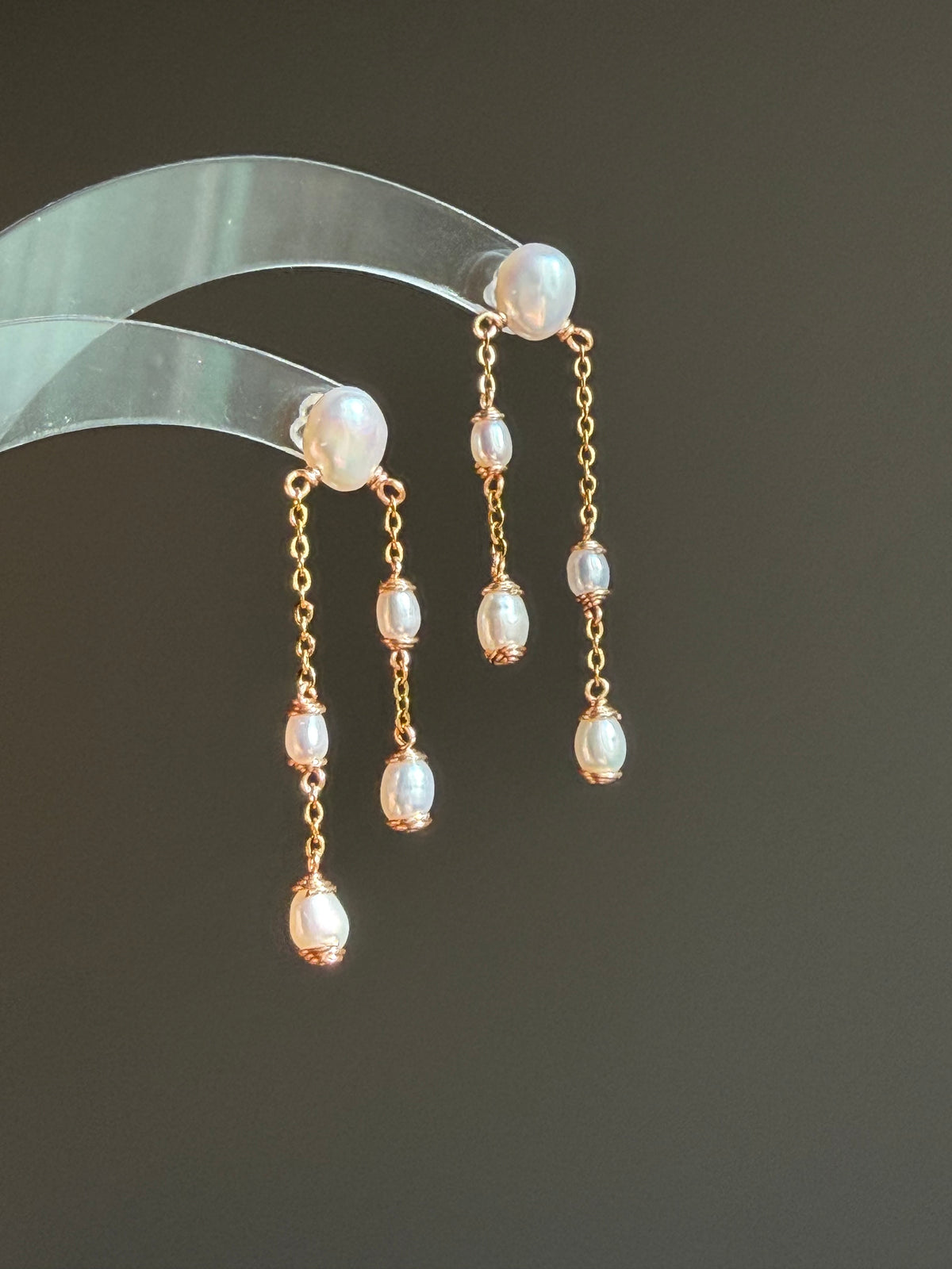 Sylvie Double Chain Pearl Earrings