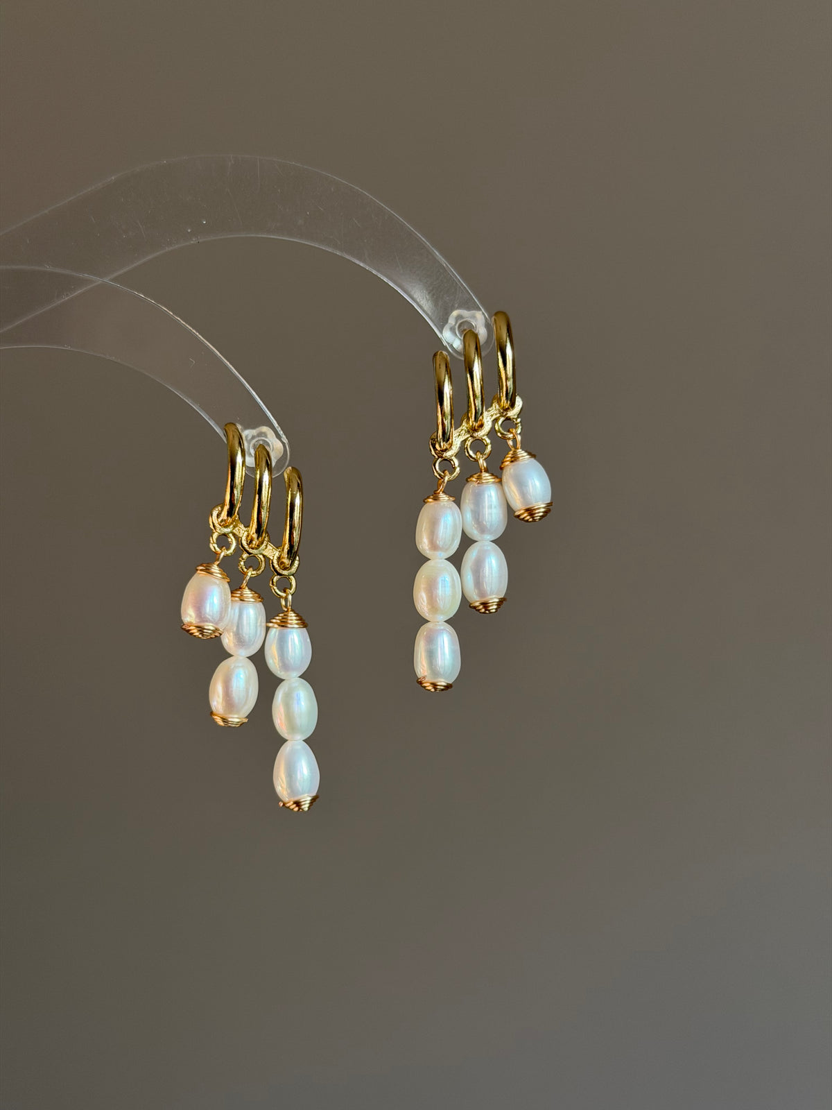 TRINITY DROP | Faux Triple Piercing Pearl Earrings