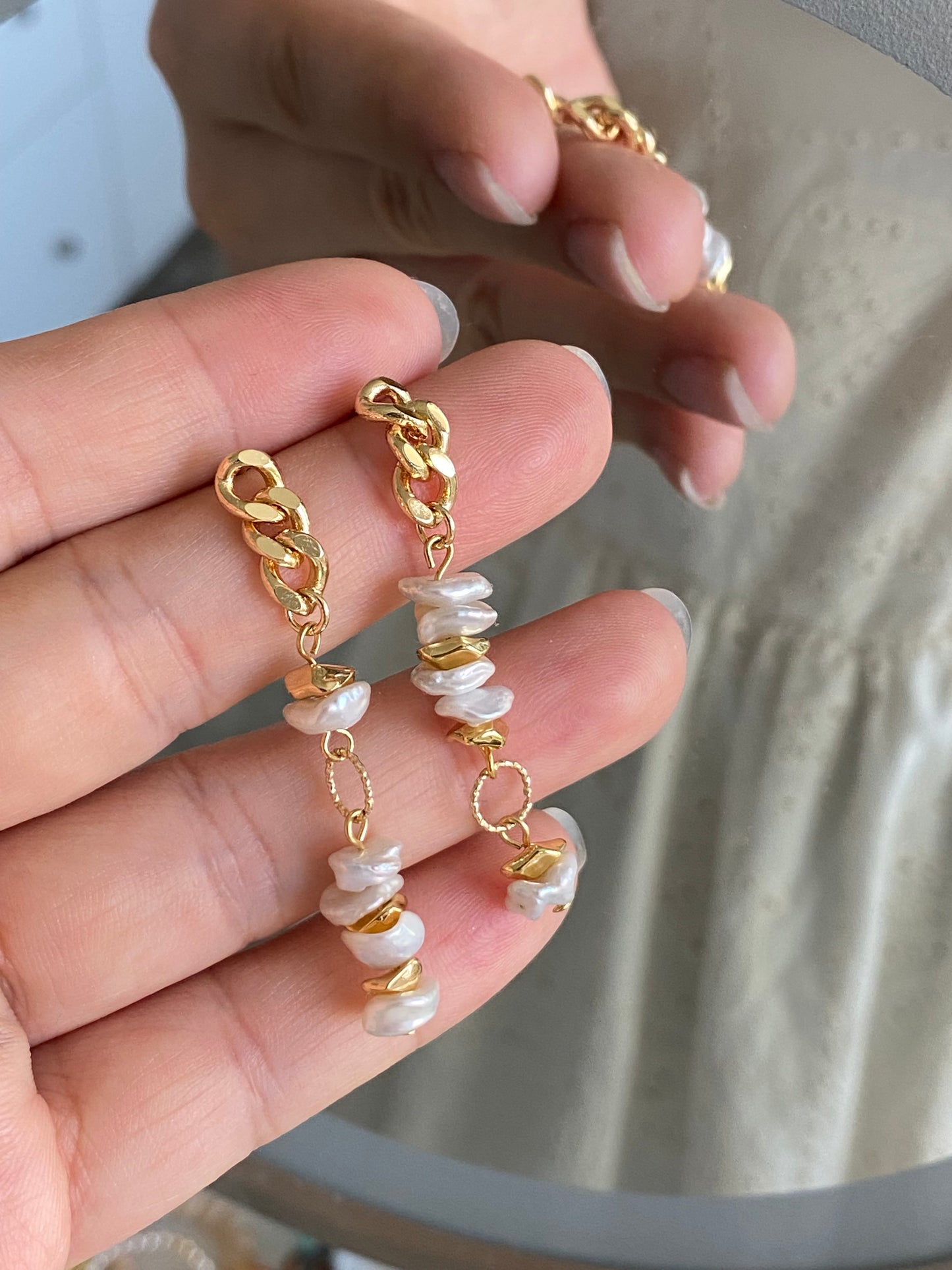 Petal Pearl Statement Earrings – Asymmetrical Baroque Design