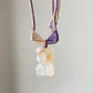 Natural flower agate faceted cut bear necklace pendant-beads bear-Sakura Agate-Stimulating Creativity-gift for her-gift for him