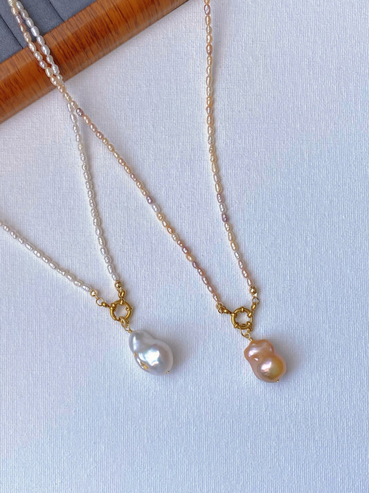 28 inches Long Pearl Sweater Bead Simple Necklace | quadruple Wrap Bracelet | Custom Length Removable Baroque Pendant  elegant Necklace