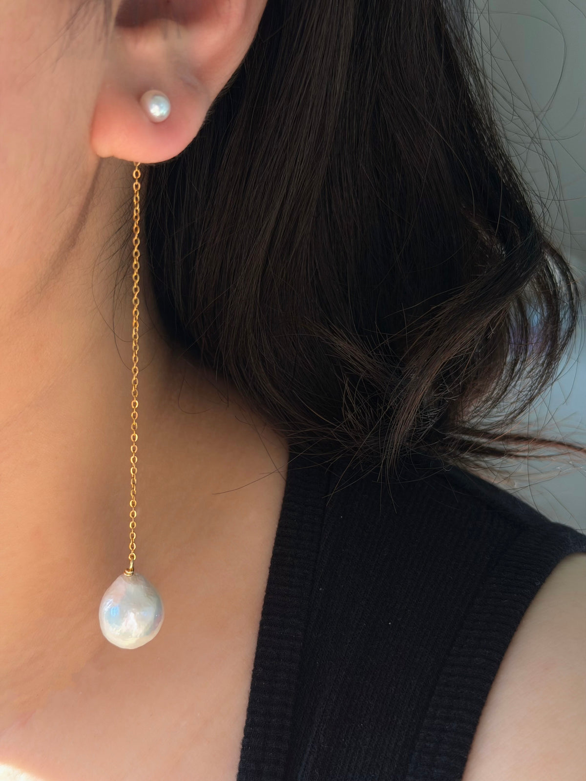 Gravity Drop Convertible Baroque Pearl Earrings