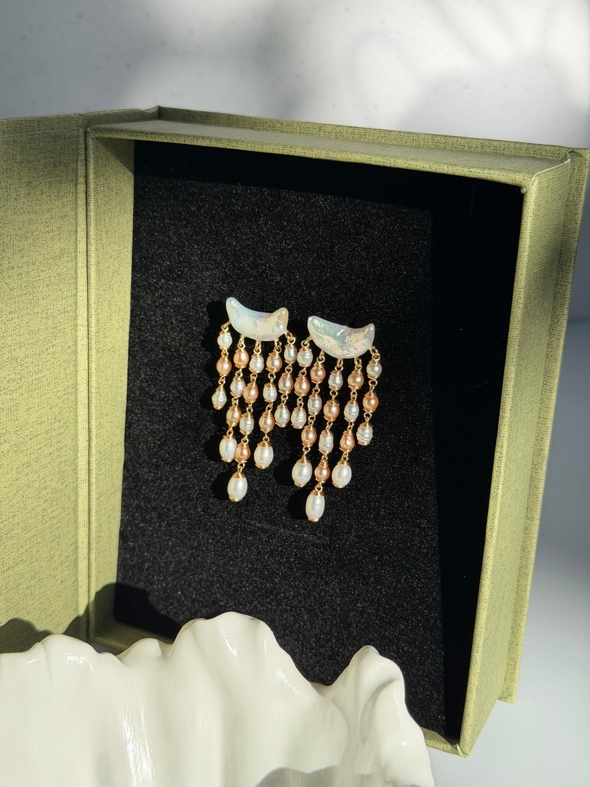 MOONLIT VEIL Freshwater baroque Pearl Chandelier Earrings