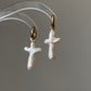 Unique Cross-Shaped Natural Baroque Pearl Earrings – Hand-woven Dangle Hoops