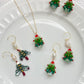 Christmas Tree Earrings & Necklace Set, Festive Beaded Jewelry, Holiday Gift, Baroque Pearl Charm, Christmas Jewelry for Women