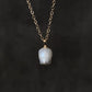 Hand -raved Freshwater Pearl Skull Pendant Necklace, Halloween Gothic Pearl Jewelry, Handmade Punk Gift for Her 14k Gold filled necklace