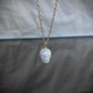 Hand -raved Freshwater Pearl Skull Pendant Necklace, Halloween Gothic Pearl Jewelry, Handmade Punk Gift for Her 14k Gold filled necklace