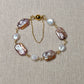 Mauve Rectangular & Coin Freshwater Pearls, Magnetic Clasp Bracelet