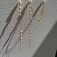 Extra Long Pearl Drop Earrings Asymmetric Gold Chain Dangles Earring