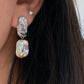 Asymmetrical Baroque Pearl Earrings  Iridescent Rectangle Pearls  Textured Silver Studs Minimalist Statement earring gift for her