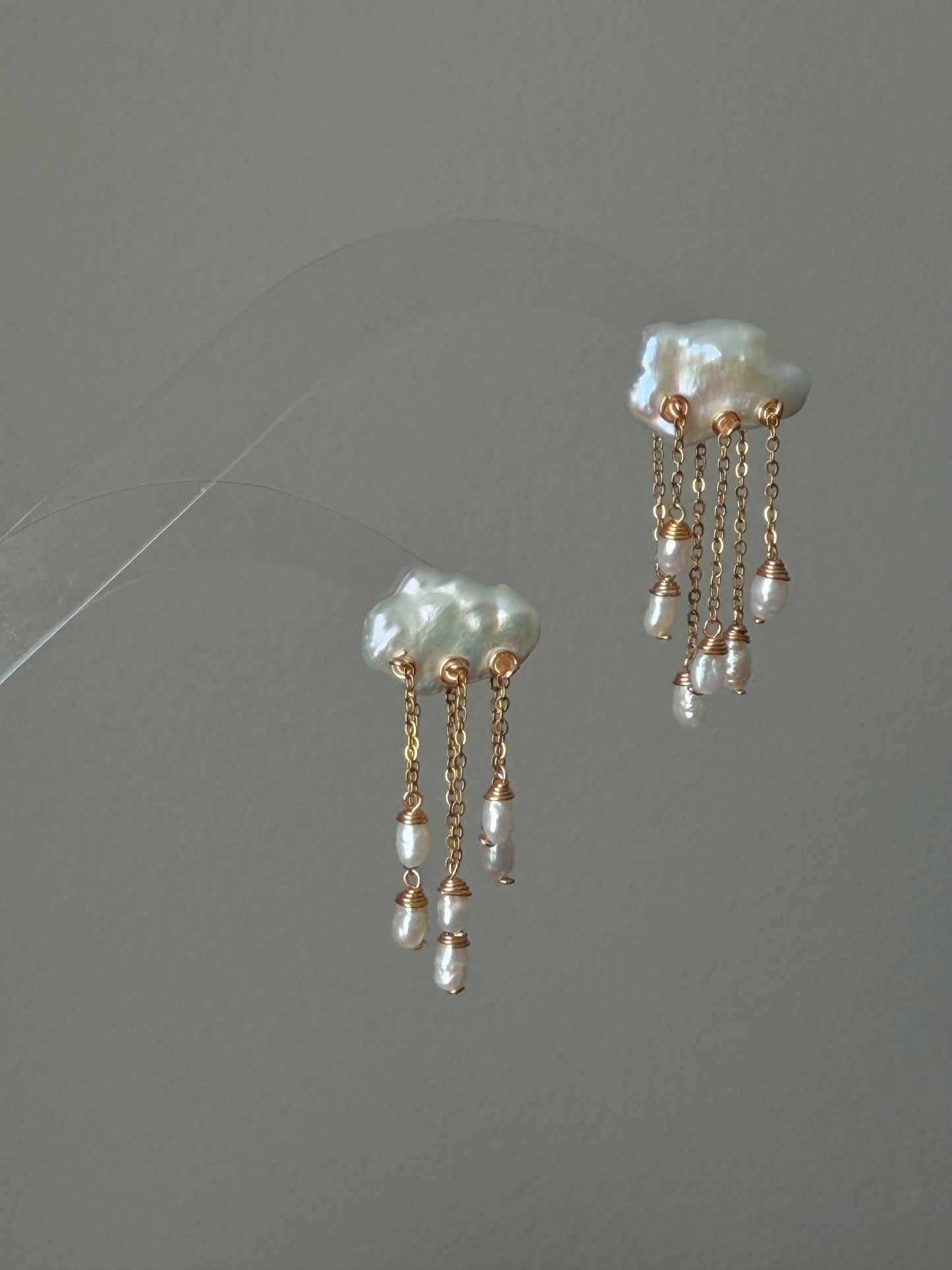 Thunderstorm Hand-Drilled Pearl Cloud Earrings | Hand-woven Raindrop Jewelry