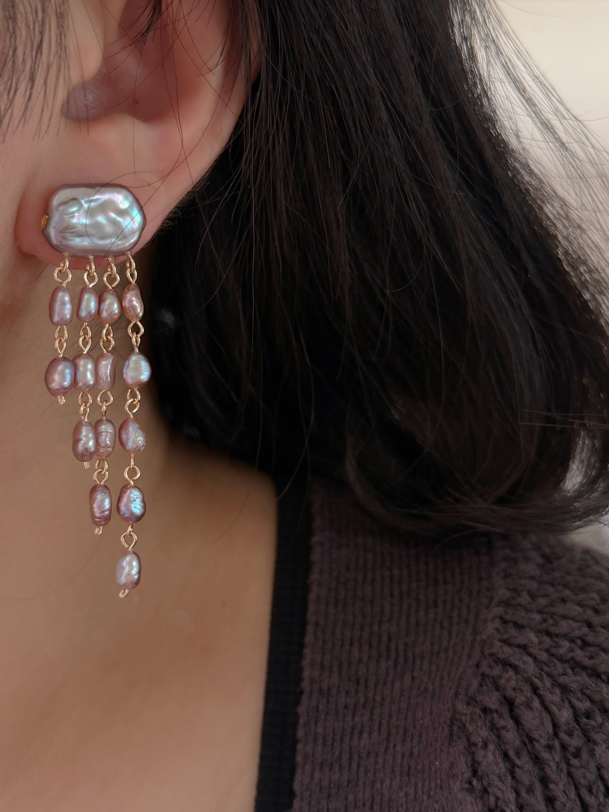 Sappho Drop | Baroque Pearl Chandelier Earrings