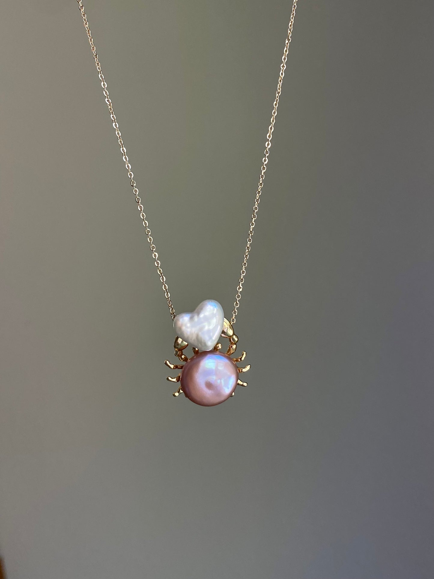 Celestial Crab Pearl Pendant – Gold Crab Baroque Pearl Necklace, Ocean Lover Gift, Cancer Zodiac Jewelry, Handmade unique star Necklace
