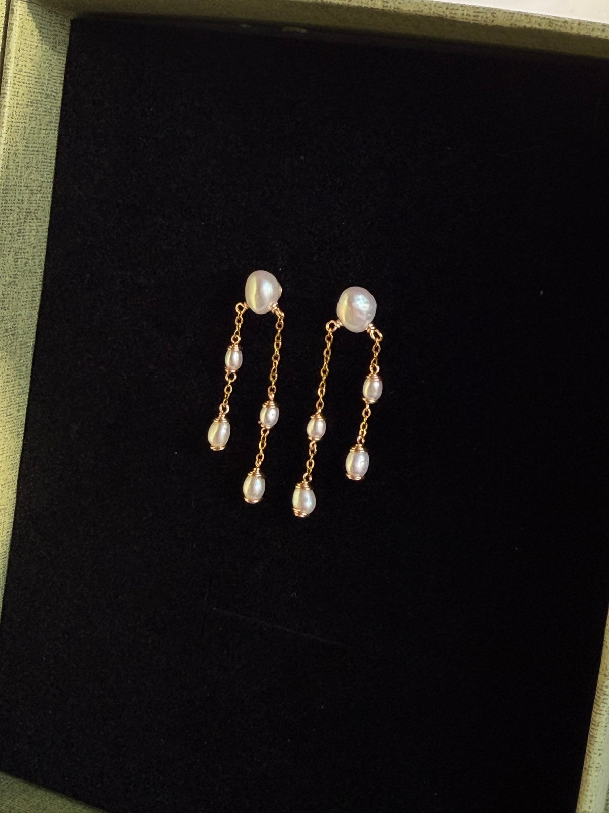 Sylvie Double Chain Pearl Earrings