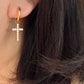 Gloria  Convertible CZ Cross & Pearl Charm Earrings