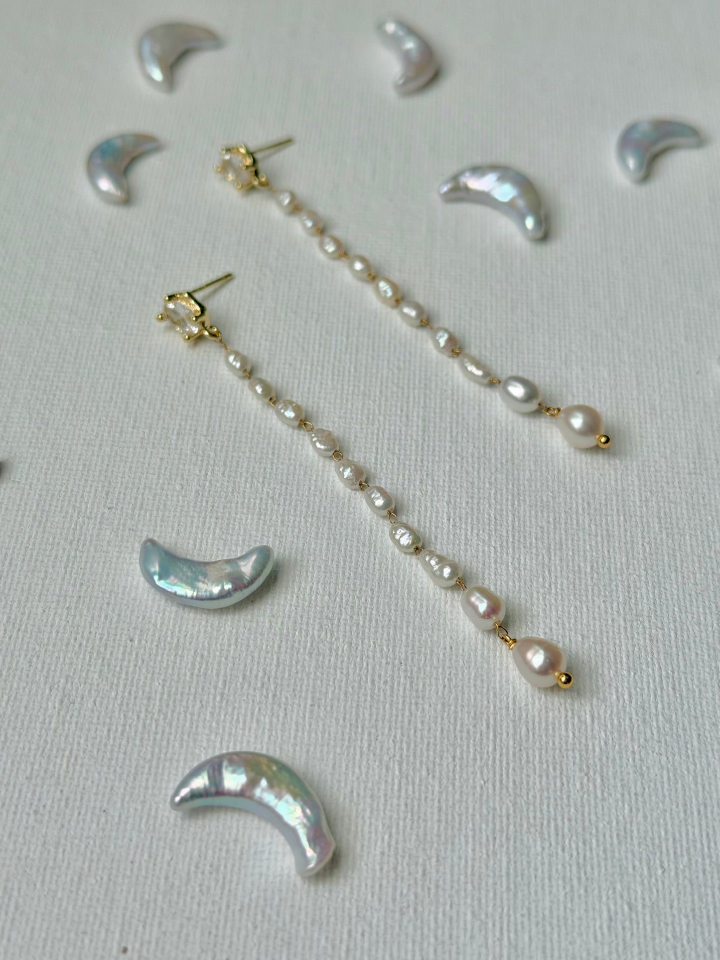 Baroque Pearl Long Drop Earrings, Graduated Freshwater Pearl Tassel Earrings, Bridal Wedding Jewelry, Dainty Gold Pearl Dangle, Gift for Hercs