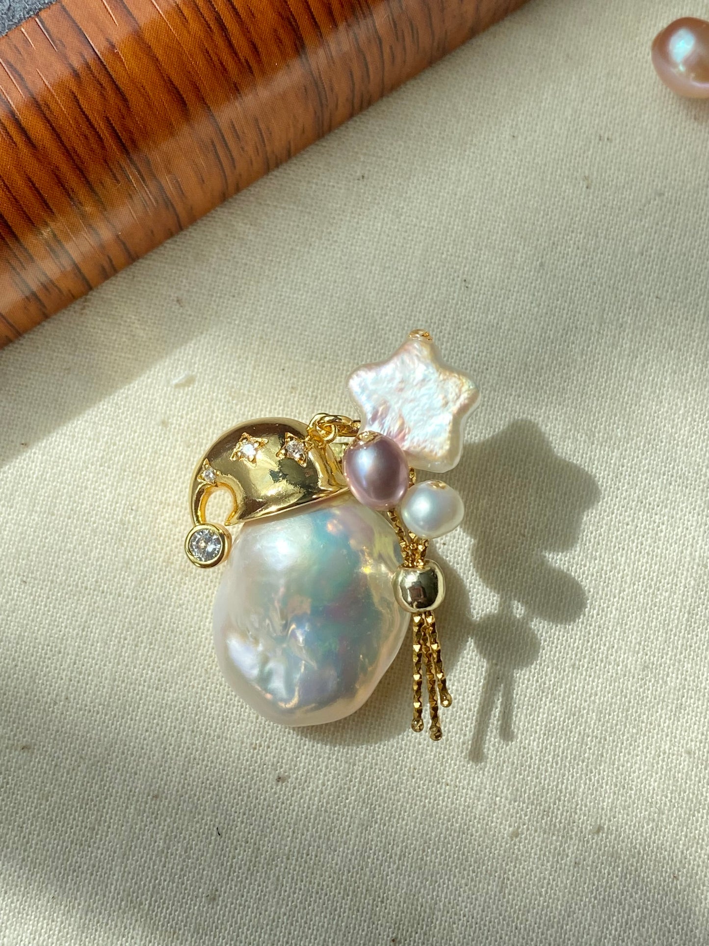 Baroque lover Multiple use fireball baroque freshwater angel and devil earring pendant-necklace pendant Handmade gift,gift for her
