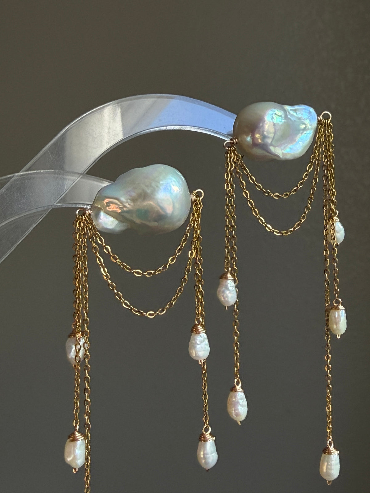 Ardelle Baroque Pearl Draped Chain Earrings