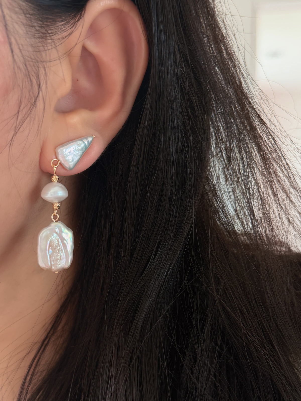 ÉLANE Baroque Pearl Drop Earrings | Long Freshwater Pearl Earrings
