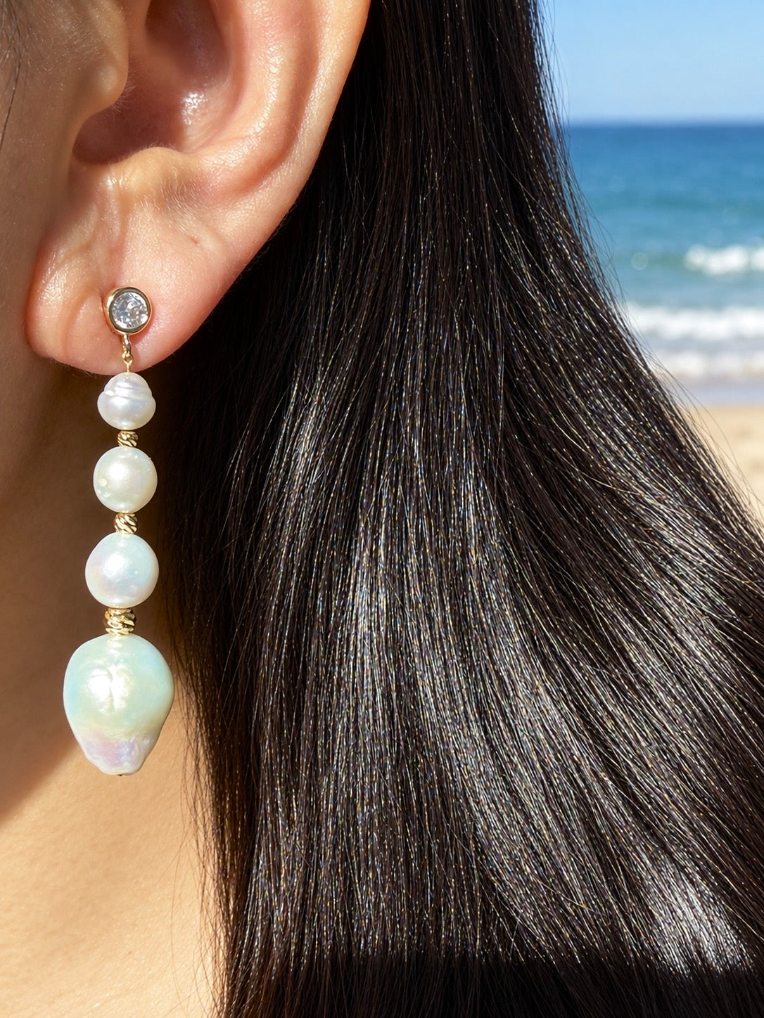 Graduated Baroque Pearl Statement Earrings -ASTRA