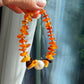 Autumn Fall Color Baltic Amber & Baroque Pearl Stretch Bracelet | Handmade Warm-Tone Jewelry