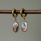 Iridescent Mermaid Pearl Hoop Earrings Baroque Oval Dangles