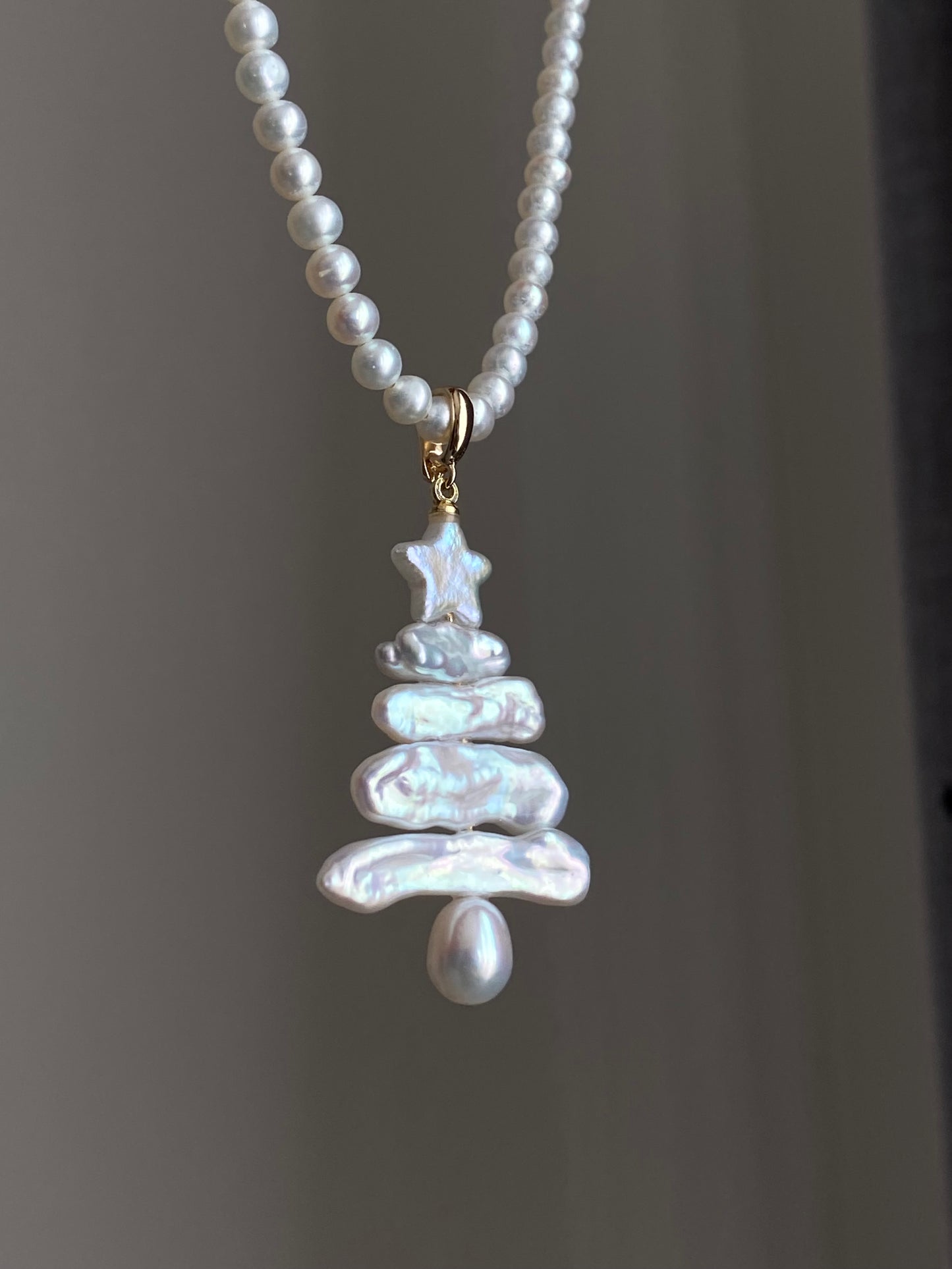 Rare found handmade natural baroque pearls christmas tree removable pendant,holiday gift