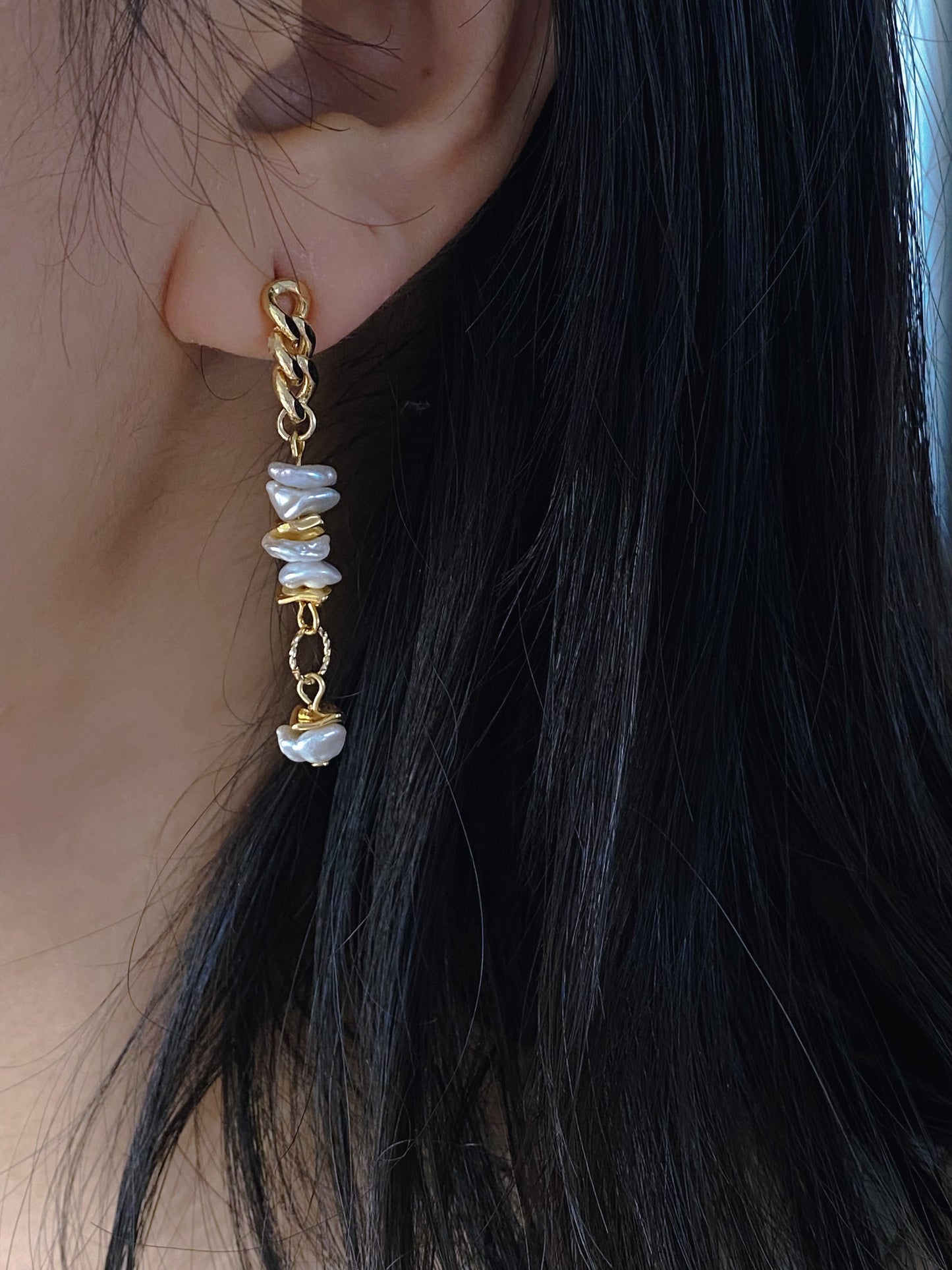 Petal Pearl Statement Earrings – Asymmetrical Baroque Design