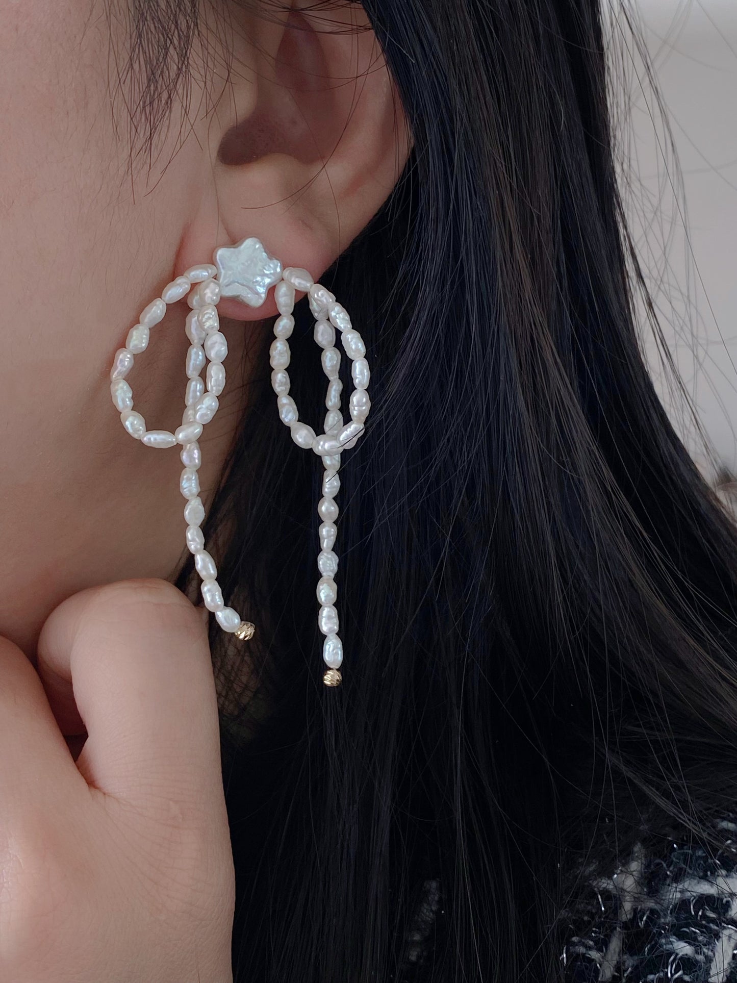 Meteor Shower Dangle Earrings | Wish Pearl Waterfall Design | Dreamy Elegant Jewelry | Versatile Daily & Bridal Gift for her