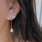 Sparkling Bow Pearl Drop Earrings Purple pink water drop Dangle Earrings | Romantic Wedding Jewelry Bridesmaid Gift Dainty Gift for Her