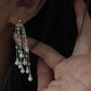 Pearl Waterfall Earrings Long Multi Strand Tassel Dangles