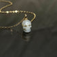 Hand -raved Freshwater Pearl Skull Pendant Necklace, Halloween Gothic Pearl Jewelry, Handmade Punk Gift for Her 14k Gold filled necklace