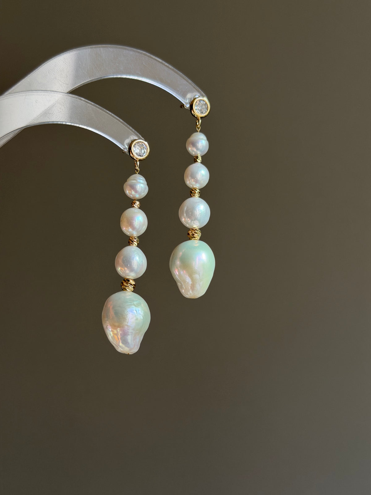 Graduated Baroque Pearl Statement Earrings -ASTRA