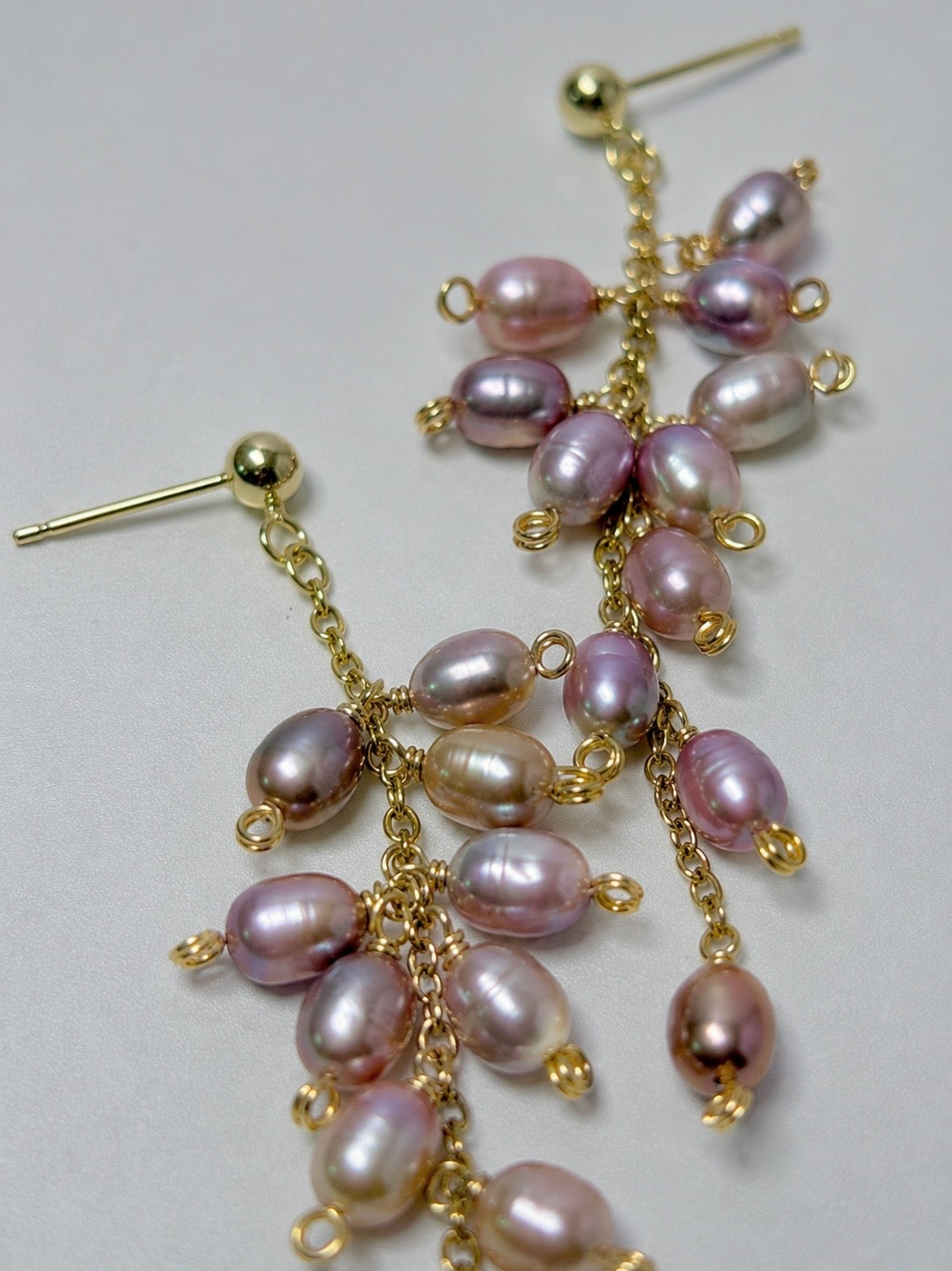 Wisteria & Lily of the Valley Freshwater Pearl Bouquet Earrings