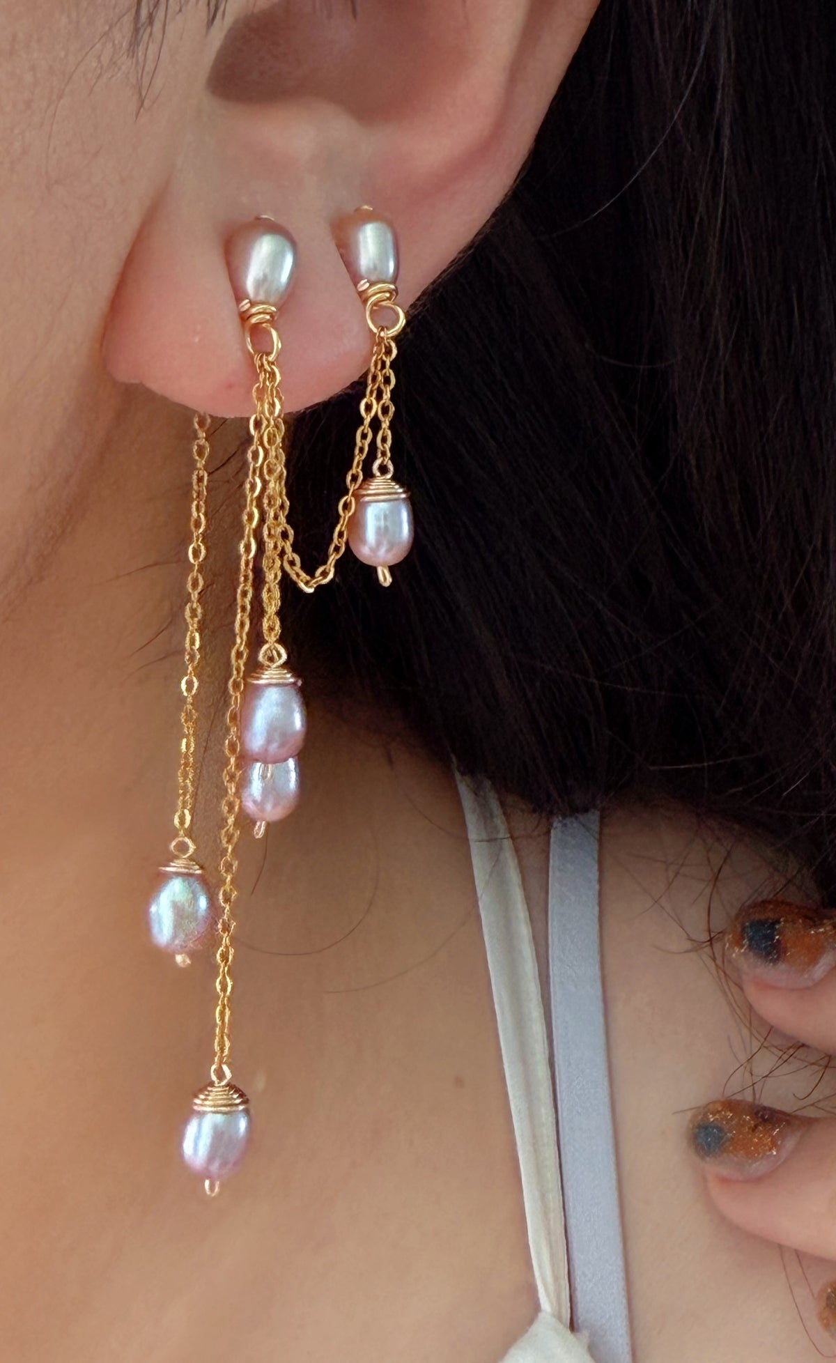 Double Piercing Bridal Pearl Earrings | ÉLANE