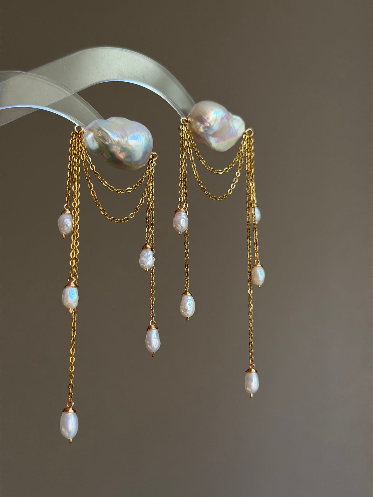 Ardelle Baroque Pearl Draped Chain Earrings