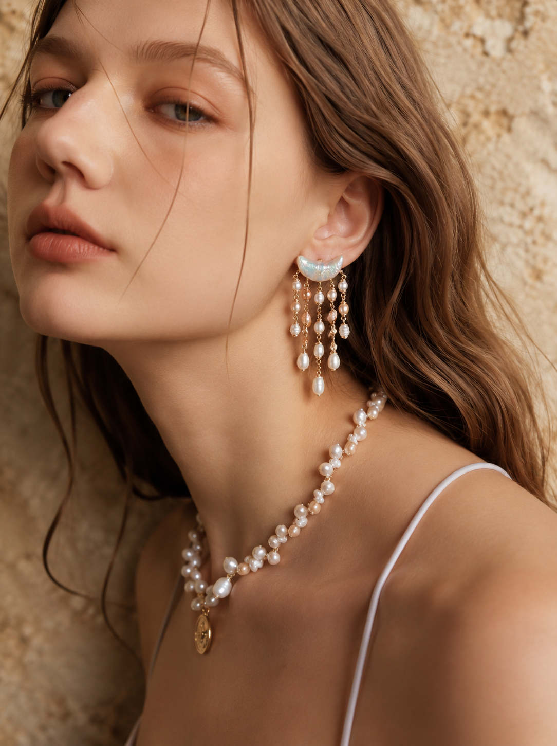 MOONLIT VEIL Freshwater baroque Pearl Chandelier Earrings